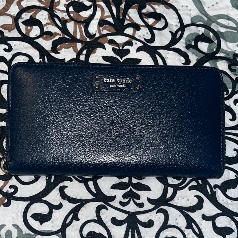 Kate Spade Navy Leather Zip Around Wallet